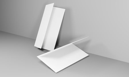 Brochure in square format folded to two - mockup. 3d illustrationの写真素材