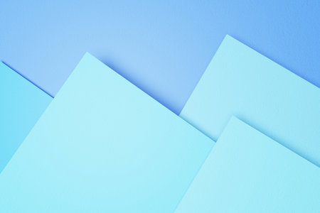Abstract geometric paper background in light blue tone. Minimal concept.
