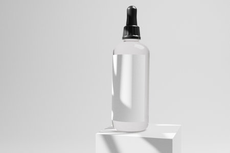Mockup of cosmetic bottle on white background. 3d renderingの写真素材