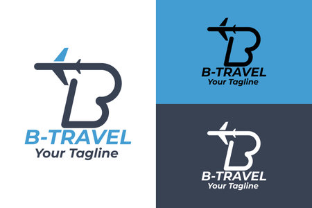 Alfa Travel logo and letter b. Aviation agency design. Vector illustrationのイラスト素材
