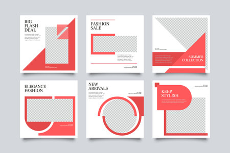Modern Promotion Social Media Post Template Banners for Digital Marketing. Promo Brand Fashion. Stories. Vector Illustrationのイラスト素材