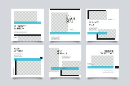 6 Editable square banner layout template. modern promotion square web banner for social mediaのイラスト素材