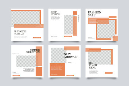 6 Editable square banner layout template. modern promotion square web banner for social mediaのイラスト素材