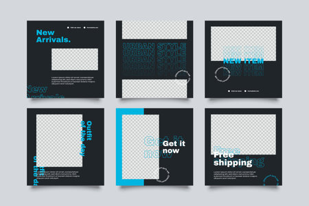 Urban Social Media Post Template for digital marketing and sale promo. modern fashion advertisingのイラスト素材