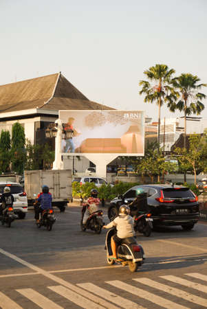 Surakarta, Indonesia - September 1, 2021: A street atmosphere in the city of Surakarta which has unique characteristics and is the center of Javanese culture and customs tourismのeditorial素材
