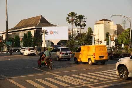 Surakarta, Indonesia - September 1, 2021: A street atmosphere in the city of Surakarta which has unique characteristics and is the center of Javanese culture and customs tourismのeditorial素材
