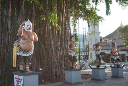 Surakarta, Indonesia - September 1, 2021: Statue of an Indonesian puppet character, Punokawan, consisting of Semar, Petruk, Gareng, and Bagong which are simple characters in Javanese storiesのeditorial素材