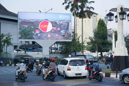 Surakarta, Indonesia - September 1, 2021: A street atmosphere in the city of Surakarta which has unique characteristics and is the center of Javanese culture and customs tourismのeditorial素材