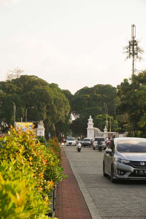 Surakarta, Indonesia - September 1, 2021: A street atmosphere in the city of Surakarta which has unique characteristics and is the center of Javanese culture and customs tourismのeditorial素材