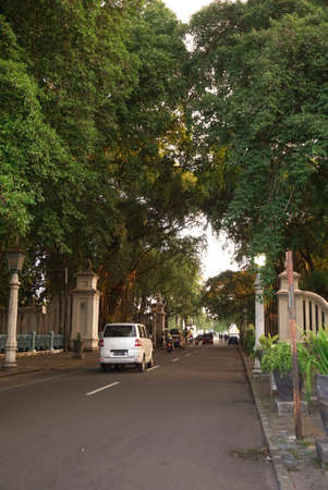 Surakarta, Indonesia - September 1, 2021: A street atmosphere in the city of Surakarta which has unique characteristics and is the center of Javanese culture and customs tourismのeditorial素材