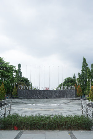 Yogyakarta, Indonesia â January 10, 2022: The main gate of Gadjah Mada University located in the city of Sleman which is the top 3 campuses in Indonesia and the dream campus for students. Best Campusのeditorial素材