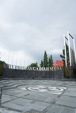 Yogyakarta, Indonesia â January 10, 2022: The main gate of Gadjah Mada University located in the city of Sleman which is the top 3 campuses in Indonesia and the dream campus for students. Best Campusのeditorial素材