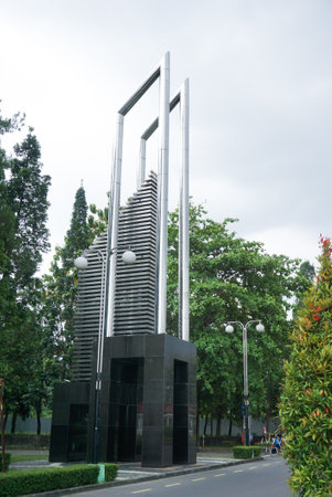 Yogyakarta, Indonesia â January 10, 2022: The main gate of Gadjah Mada University located in the city of Sleman which is the top 3 campuses in Indonesia and the dream campus for students. Best Campusのeditorial素材