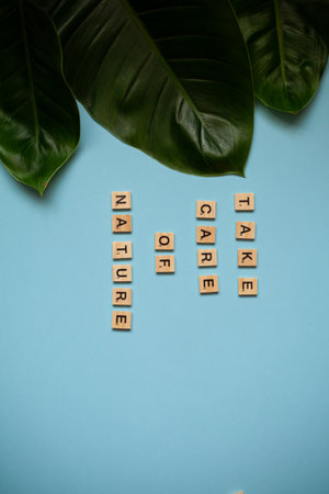 wooden letters with the inscription. Flat layの写真素材