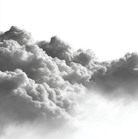 Dramatic cloudscape on a white background. 3D illustrationの素材