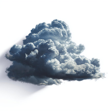 Dark storm cloud isolated on white background. 3D render illustration.の素材