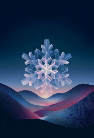 Snowflake on a blue background. Winter landscape. Vector illustration.の素材