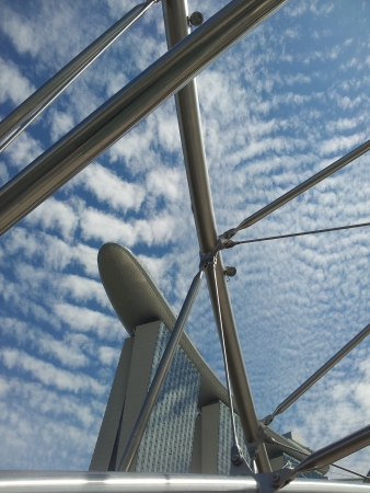 A blue sky over landmark of Singaporeの写真素材
