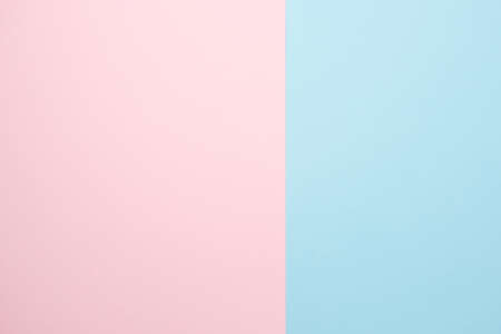 Texture paper pink and blue. Background image. Minimalism, flat lay, place for text.の写真素材