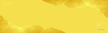 Vector abstract polygonal illuminating Yellow background. Geometric shapes. Low poly style. In the color of the year 2021. Banner, web design. Copyspace.のイラスト素材