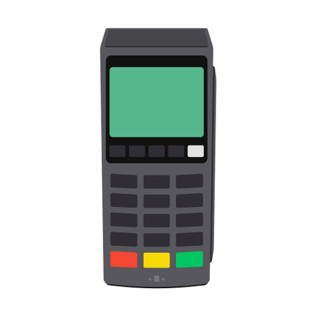 The concept of a bank pos terminal for paying for services using a card, phone, including contactless payment. Acquiring. Vector illustration on a white background.のイラスト素材