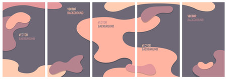 Vector set of vertical abstract backgrounds in minimalistic flat style with copy space for text....
