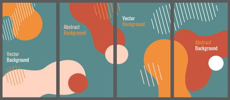 Vector set of vertical abstract backgrounds in minimalistic flat style with copy space for text. Design templates for social media stories, web banners.のイラスト素材