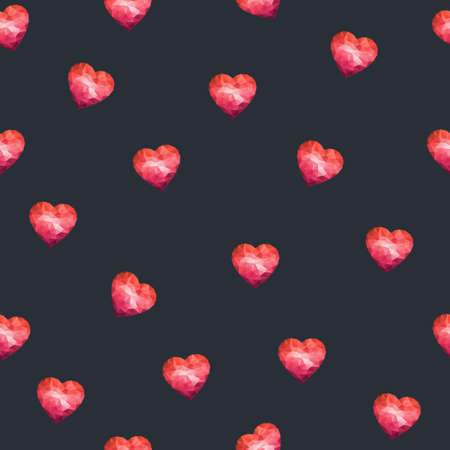 Red heart in low poly style on a dark blue background