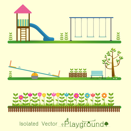 kids Playground icon isolate set over monochrome color on yellow background , Vector illustrationのイラスト素材