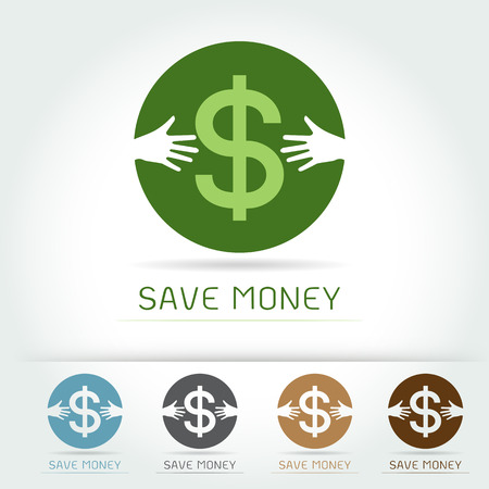 Dollar Sign Icon,hug and love save money concept on whiteのイラスト素材
