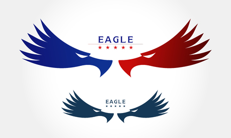 Graceful eagle silhouette on whiteのイラスト素材