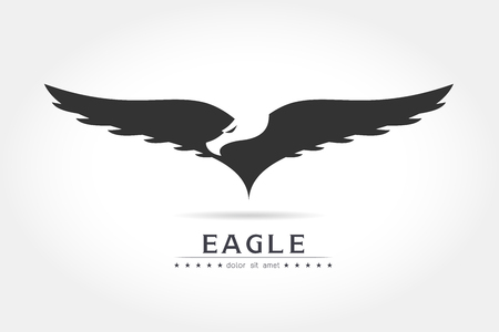 Graceful eagle silhouette on white background illustrationのイラスト素材
