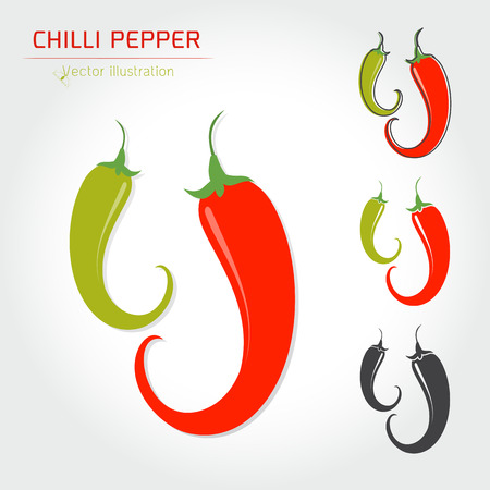 Hot chili pepper with vector setのイラスト素材
