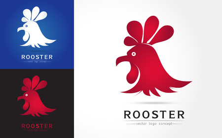 Rooster. Cock. Abstract rooster logo, cock icon. Red fire rooster as symbol of new year 2017 in Chinese calendar. Vector illustration of rooster, cock, design element for new year 2017 greeting cardsのイラスト素材