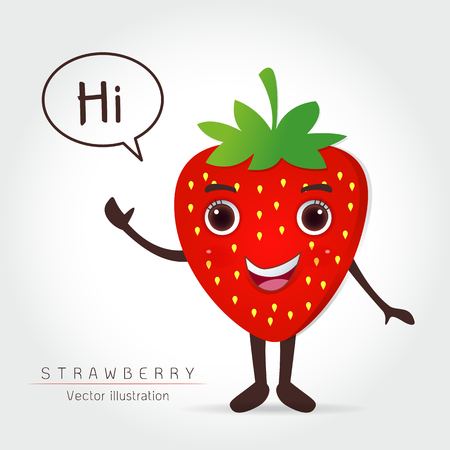 Strawberry cartoon on white background Vector illustration.のイラスト素材