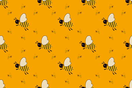 Seamless pattern with orange bees vector illustration . For the packaging of creams, cosmetics, food, bee venom to treat. Wrap bee products, fashion textile, covers smartphones on honey bee, apitherapy.のイラスト素材