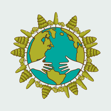 Earth Day April 22 with globe cute character.Earth Day campaign idea concept.Earth Day idea campaign for greeting Card Poster Flyer Cover Brochure Abstract background.Vector illustrationのイラスト素材