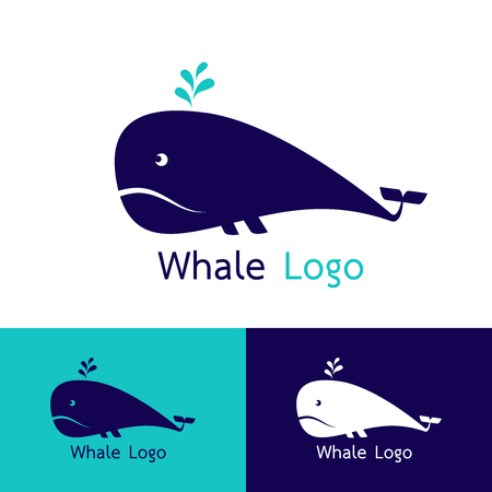 Stylized image of graceful blue Whale silhouette logo icon emblem template ,Set of blue Whale , simple icon Whale abstract with blue color on white background Vector illustrationのイラスト素材