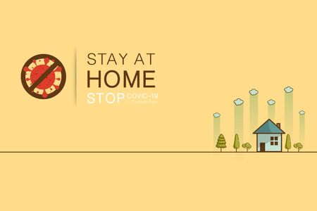 Stay at home slogan ,Protection campaign or measure from coronavirus, COVID 19. Stay home quote text, hash tag or hashtag. Coronavirus, COVID 19 protection logo Vector illustrationのイラスト素材