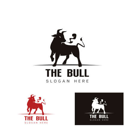 Elegant image of the Bull template , bull cow, design concept on a white and Black background vector illustrationのイラスト素材