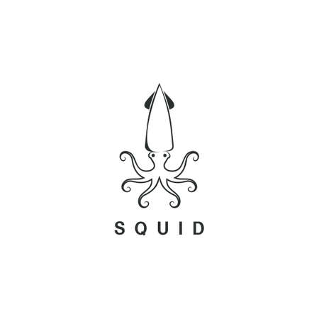 Beautiful logo icon line art Octopus , Stylized image of Octopus isolated logo template, Octopus tattoo  silhouette on white background Vector illustrationのイラスト素材