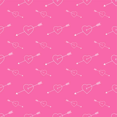 Heart seamless pattern valentine vector arrow gift wrap paper scarf isolated illustration repeat...