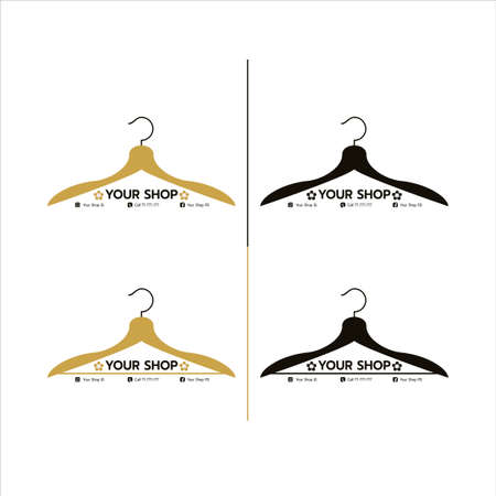 Set of Beautiful logo icon Hanger,Stylized image of Hanger logo template,Line clothes hanger symbol,Hanger logo line art on white background Vector illustrationのイラスト素材