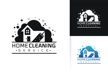 Set of House Cleaning logo designs concept,House Cleaning Service Logo creative logo template on white background vector  illustrationのイラスト素材
