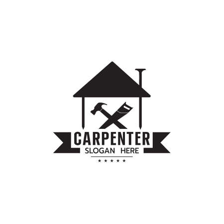 House Builder Logo,House Repair Service,Construction Building Worker Tool Handyman concept on white background Vector illustrationのイラスト素材