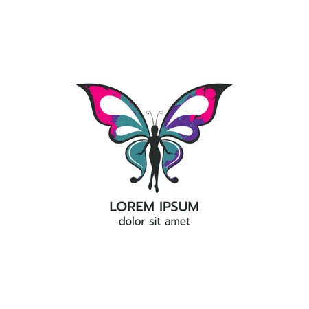 Stylized image of butterfly  template on white background , Beauty flying women  butterfly design isolate Vector illustrationのイラスト素材