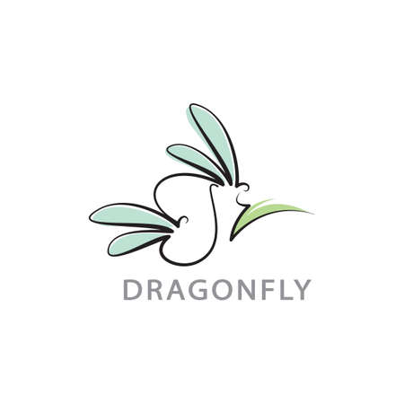 Set of Beautiful  icon dragonfly,Stylized image of Dragonfly  template,Dragonfly tattoo,Dragonfly line art on white backgrond Vector illustrationのイラスト素材