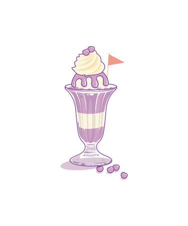 Strawberry ice cream in a cup, sweet dessert on white background vector illustrationのイラスト素材