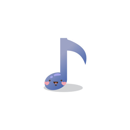 Cute funny music note character cute cartoon kawaii style on white background vector illustration....