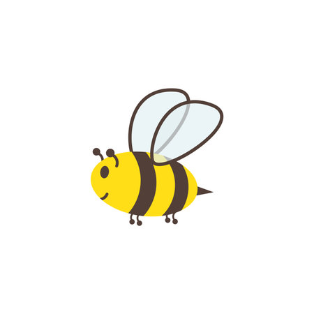 Cartoon cute bee isolated on white background vector illustrationのイラスト素材